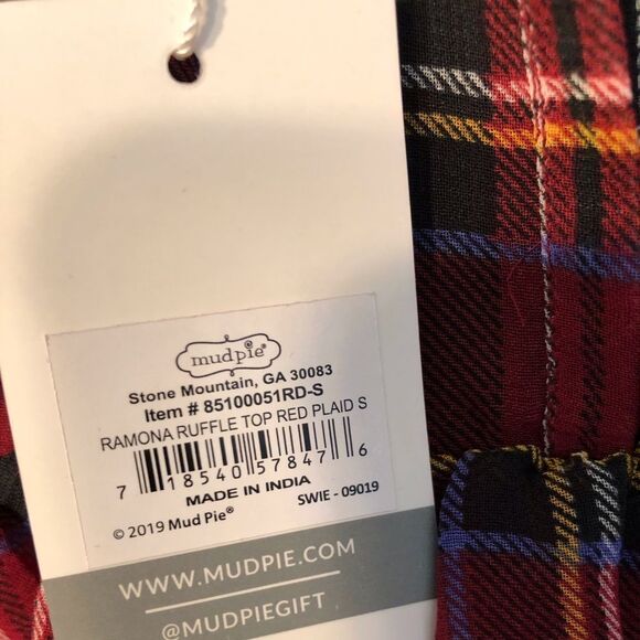 Mudpie plaid ruffled top long sleeve. Ramona top lined, adorable for Christmas! - Picture 8 of 8